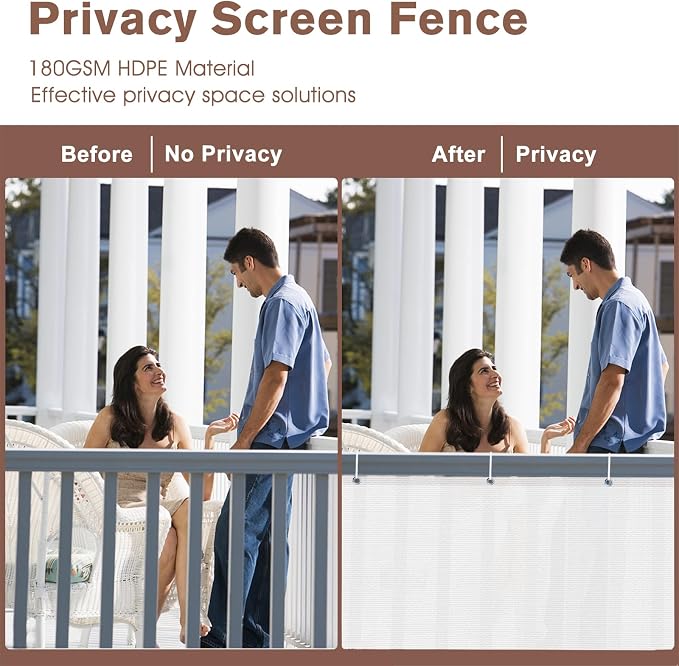 SUNNY GUARD 3FTx16FT White Balcony Privacy Screen Fence, Apartments Railing - Image 3
