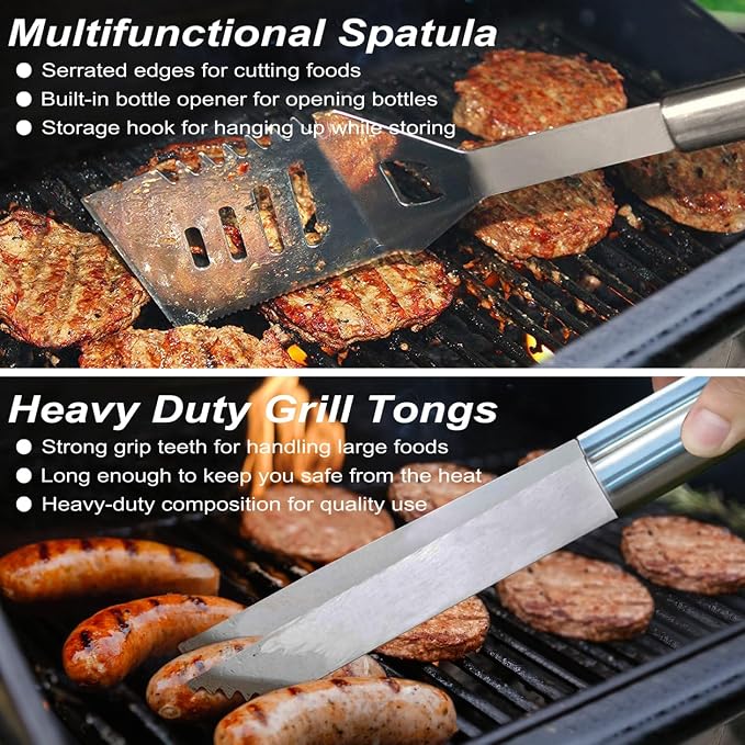 POLIGO 22PCS Heavy Duty BBQ Grill Accessories Set, Non-Slip Grill Tools - Image 4