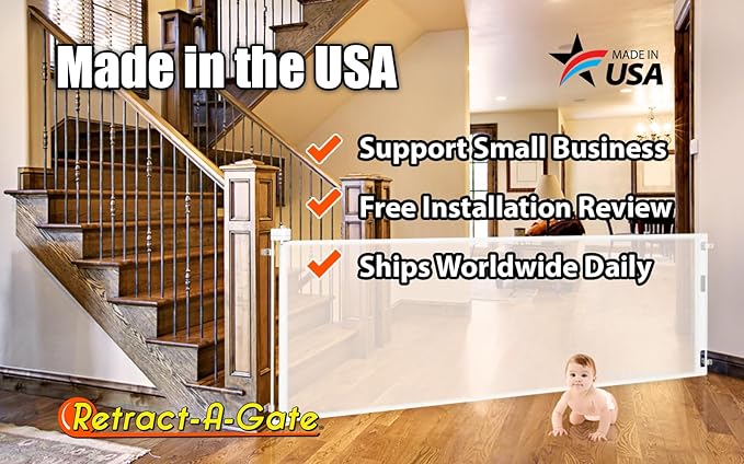 Retract-A-Gate 72" White: The Original and only Made in USA Retractable Baby - Image 6