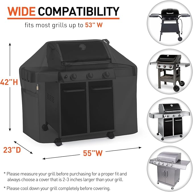 Arcedo BBQ Grill Cover 55 Inch, Heavy Duty Waterproof Gas Grill Cover Fade - Image 2