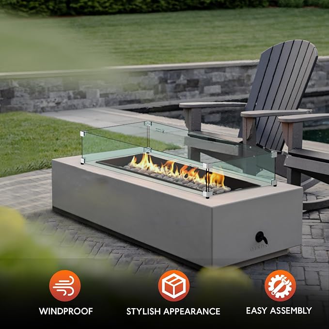 Skyflame 42" X 18" Rectangular Fire Pit Glass Wind Guard Replacement - Image 6