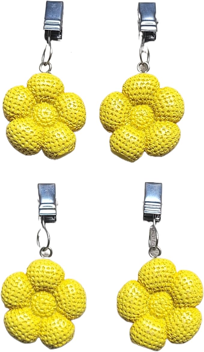 TwoFish Home Set of 4 Yellow Sunflower Resin Tablecloth Weights Clips Yellow - Image 2