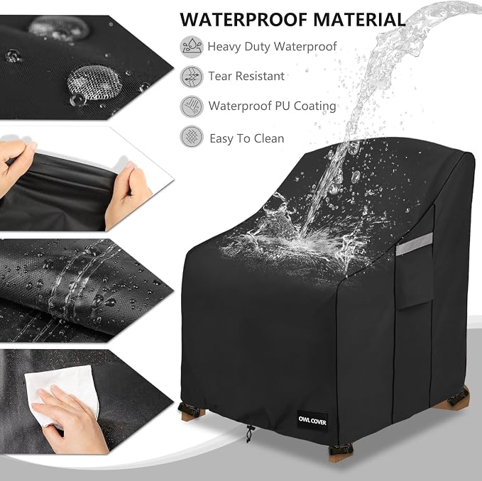 Outdoor Chair Covers 32"W x 35"D x 36"H, 600D Heavy Duty Waterproof Patio Chair - Image 3