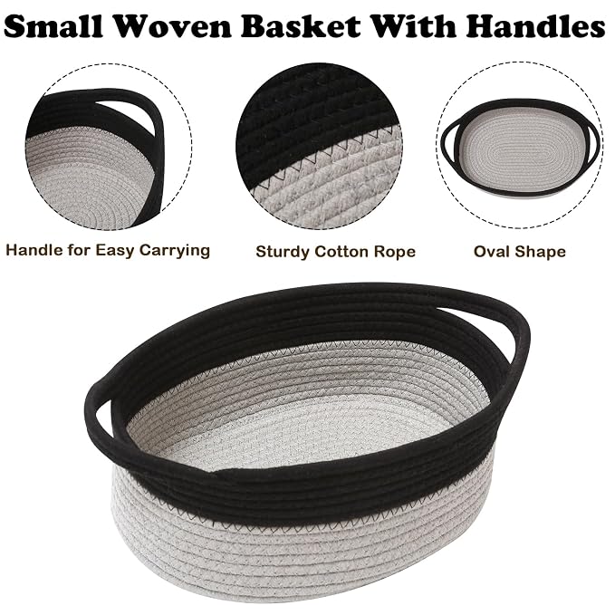Gift Basket with Gift Bag and Ribbons, Small Rope Woven Shelf Storage, Baskets - Image 3