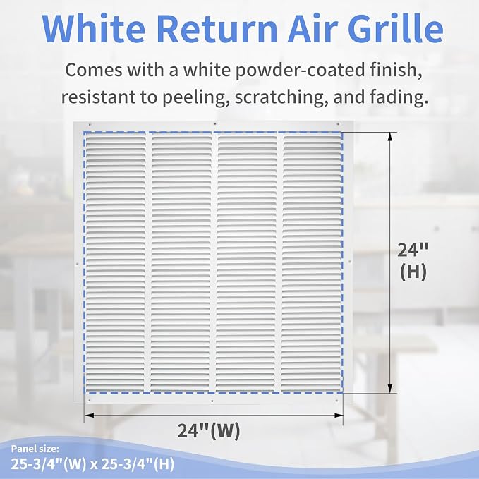 24"W x 24"H Steel Return Air Grille, Air Return Vent Cover - Image 3