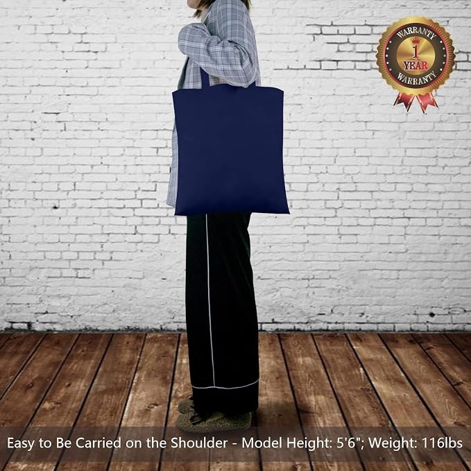 TOPDesign 24-Pack Economical 16"x15" Navy Blue Cotton Tote Bag, Lightweight - Image 2