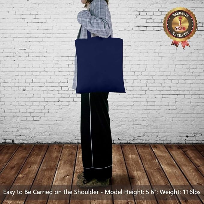 TOPDesign 6-Pack Economical 16"x15" Navy Blue Cotton Tote Bag, Lightweight - Image 2