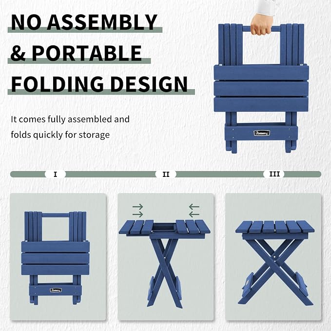 FUNBERRY Outdoor Folding Adirondack Side Table, Portable No Assembly Patio End - Image 4