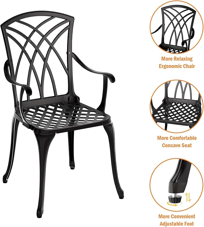 Patio Bistro Set 3 Piece, Cast Aluminum Bistro Set - Image 5