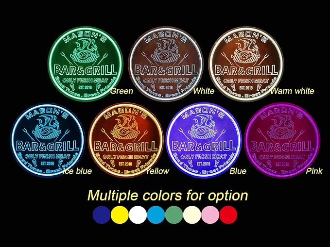 Personalized Bar Grill Neon Signs, Custom Bar BBQ Grill LED Sign, Barbeque - Image 3