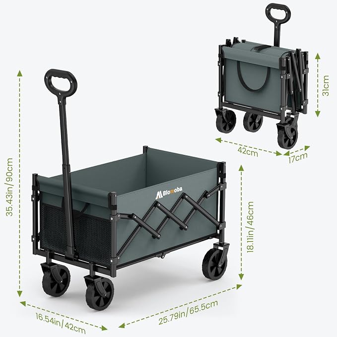 Collapsible Wagon with Wheels, 220 lbs Wagons Carts Foldable Wagon Cart with - Image 7
