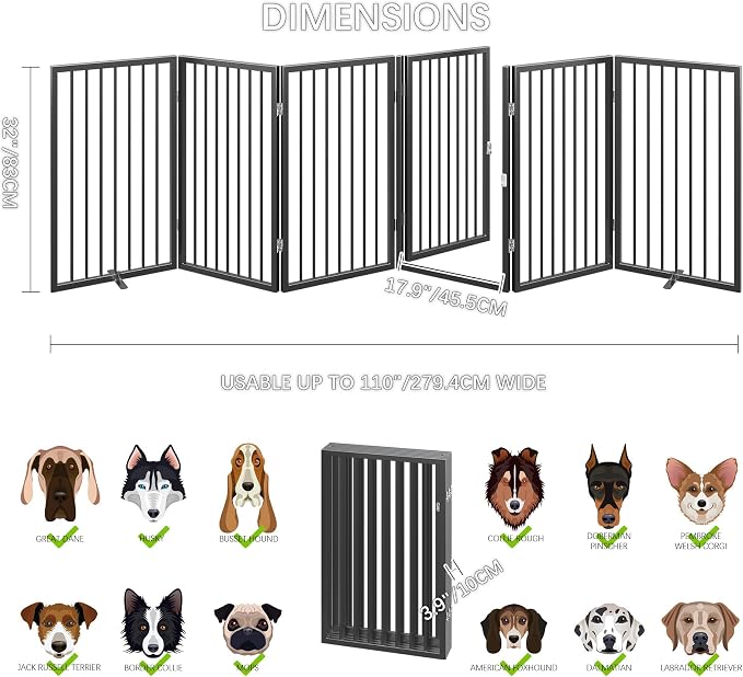 Vantas Folding No-Assembly Metal Pet Gate 120" Wide, Freestanding Accordion - Image 5