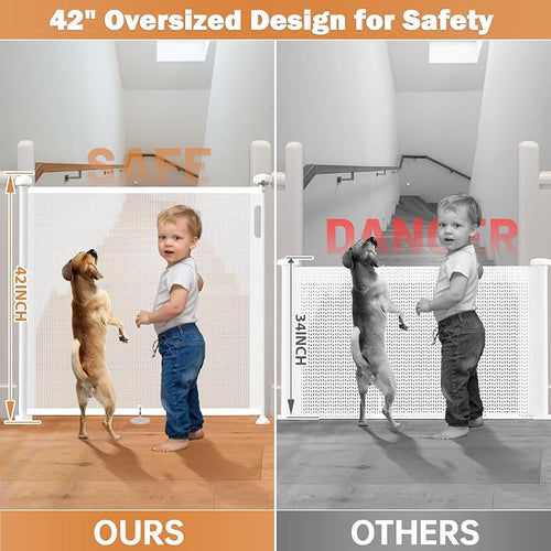 120" Extra Wide Retractable Baby Gates Mesh Gate, Long Retractable Dog Gate - Image 2