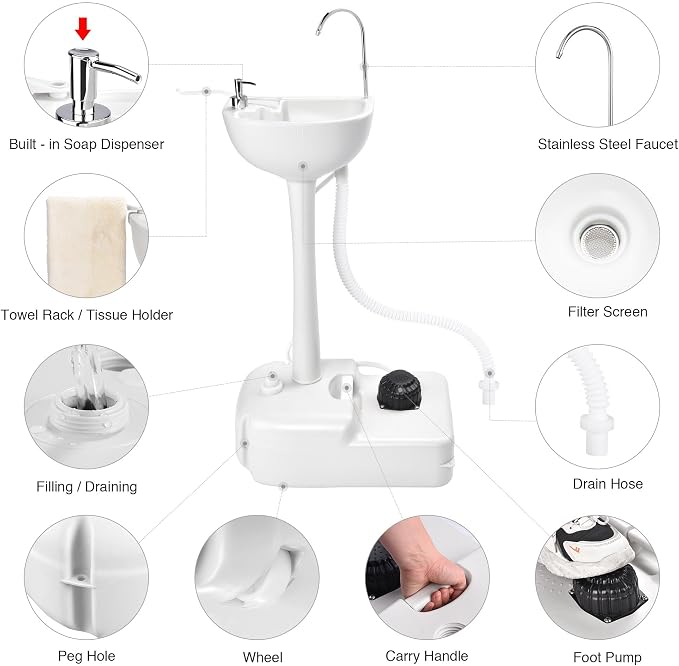 Yescom 17L Portable Sink Hand Wash Station - Image 9