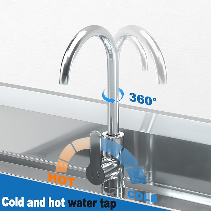 Free Standing Stainless-Steel Single Bowl Commercial Restaurant Kitchen Sink - Image 4