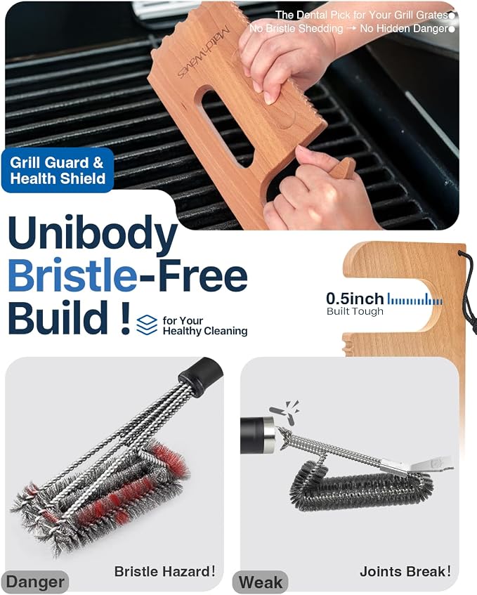 Wooden Grill Scraper, Grill Grate Cleaner - Image 3
