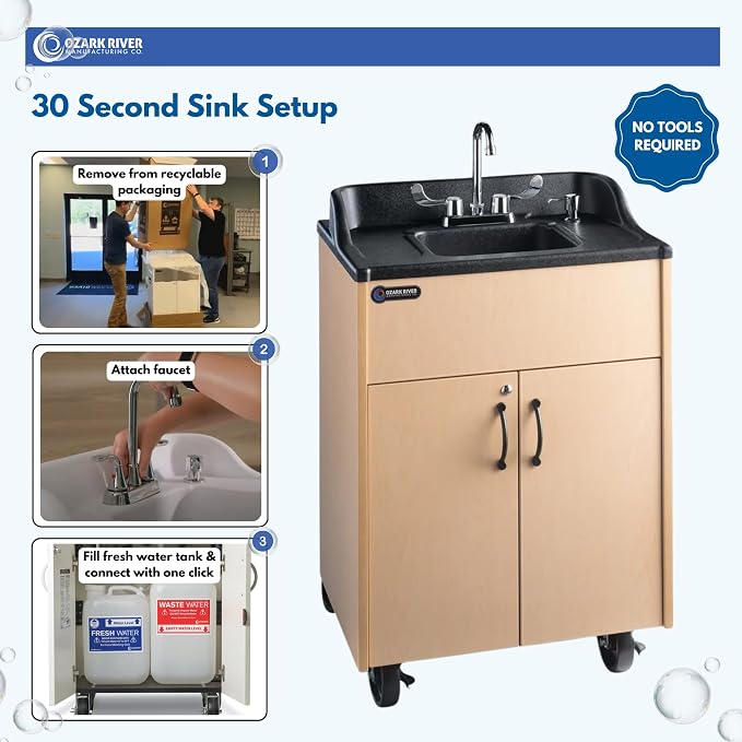 Ozark River Portable Sinks Premier Maple, Maple Laminate-ABS Sink, Mobile Self - Image 6