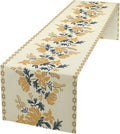 Vintage Yellow Floral Table Runner, Spring Summer Boho Flower Print Table by Unknown
