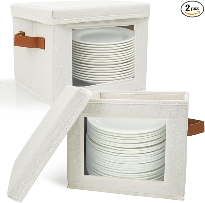 HOMELUX THEORY Plate Storage Box, Kitchen Storage Bins by HomeluxTheory