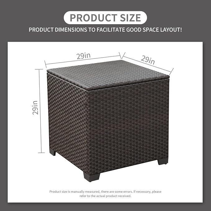 Rattaner 80 Gallon Wicker Outdoor Storage Box Square Patio Storage Bin - Image 5