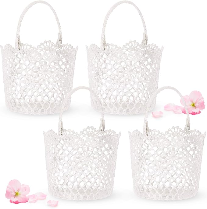 WILLBOND 4pcs White Flower Girl Basket by Willbond+Technology+Limited