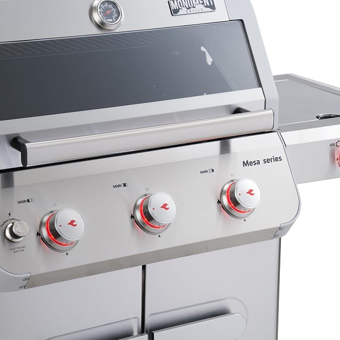 Monument Grills Outdoor Barbecue Stainless Steel 3 Burner Propane Gas Grill - Image 4