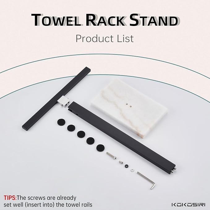 KOKOSIRI Hand Towel Holder Black Stand Towel Rack - Image 6
