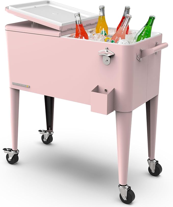 Permasteel 80 Quart Party Cooler, Rolling Ice Chest by Permasteel