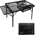 4ft Folding BBQ Table with Wing Plate, Height Adjustable Metal Table with Small by TESPHAN