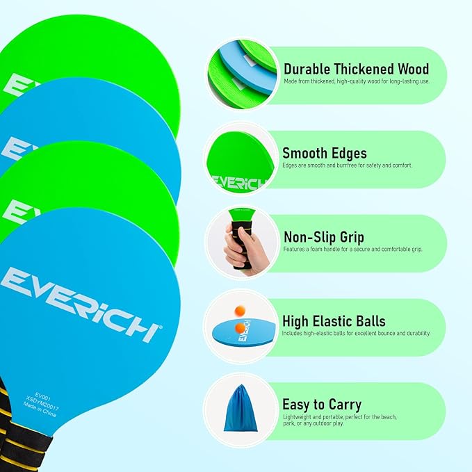 EVERICH TOY Paddle Ball Set – Indoor & Outdoor Racket Game - Image 3