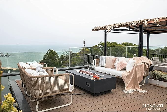 Elementi | Bundle Granville Gas Fire Pit Cast Concrete 60" Rectangular Fire - Image 3