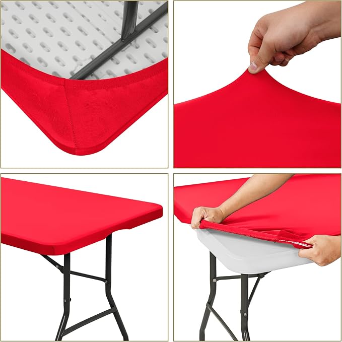 6 Pack Stretch Fabric Table Top Cap Cover, fits 6' Tables, Spandex Table Covers - Image 5
