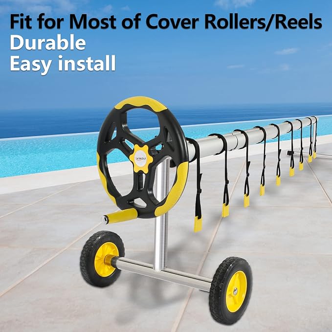 VINGLI Pool Cover Reel Set Pool Reel Embedded Straps - Image 5