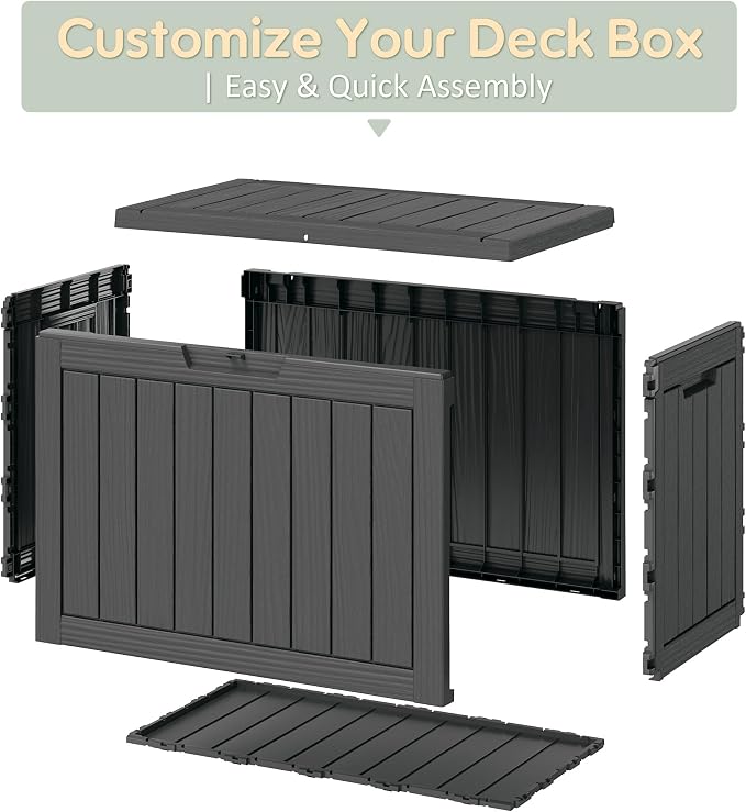 KAMABOKO 45 Gallon Outdoor Storage Box, All-Weather Deck Box - Image 6