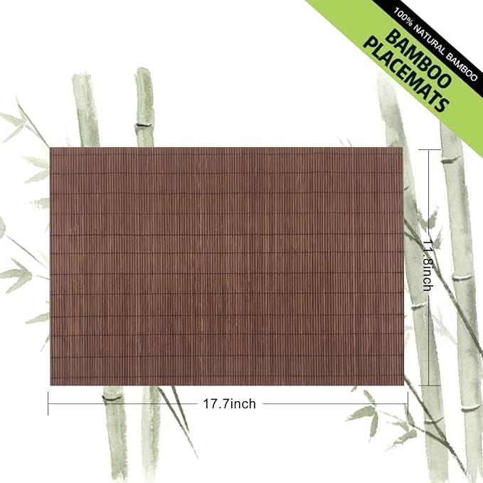 ANDSTAR Set of 4 Pcs Bamboo Placemats Natural Anti-Slip Bamboo Placemats - Image 2