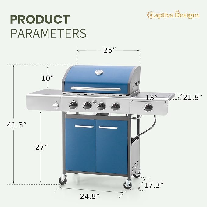 Captiva Designs 4-Burner Propane Gas BBQ Grill - Image 6