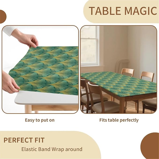 Rectangle Table Cloth Cover Waterproof Elastic Fitted Polyester Fitted - Image 4
