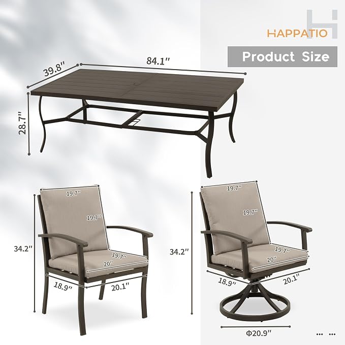 HAPPATIO Aluminum 9 Piece Patio Dining Sets, Outdoor Dining Set - Image 9