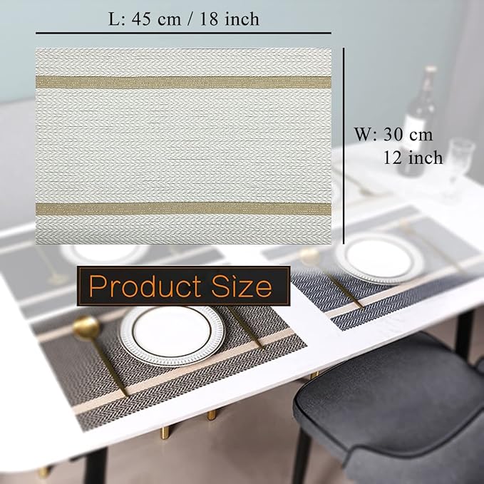 Luxurious Placemats Set of 4, Durable Table Mats Kitchen Plastic Washable - Image 2