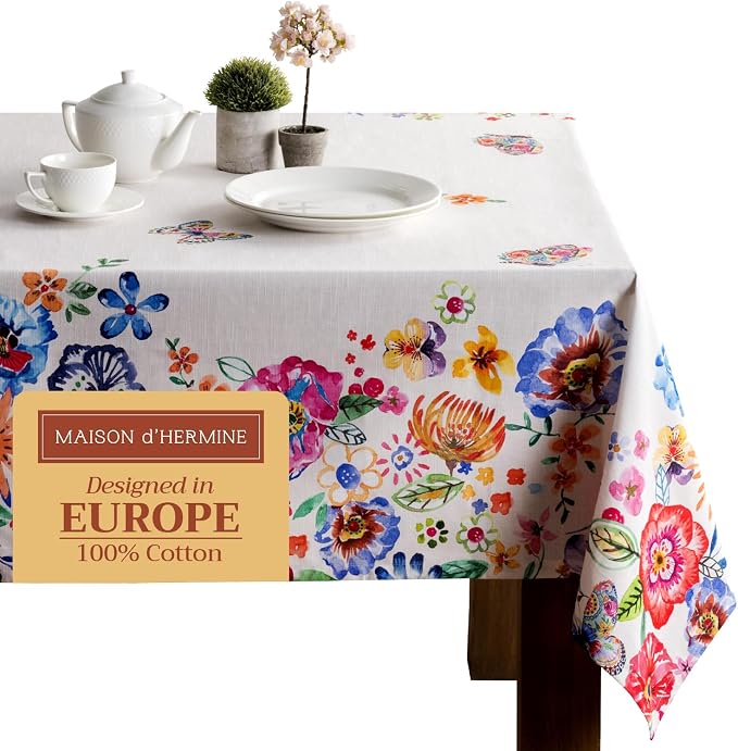 Maison d' Hermine Table Cloth Rectangle Table 100% Cotton 60 x 90 Inches by MaisondHermine