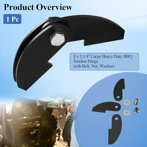 1 Pc 8 x 2 1/4" Large Heavy Duty BBQ Smoker Hinge, Compatible - Image 2