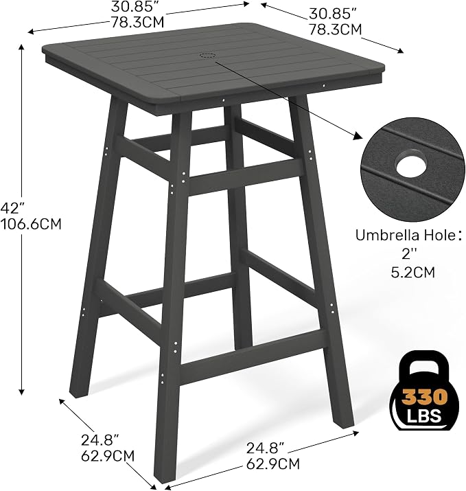 Costaelm Outdoor Bar Table, Patio Bistro Dining Pub Table - Image 3