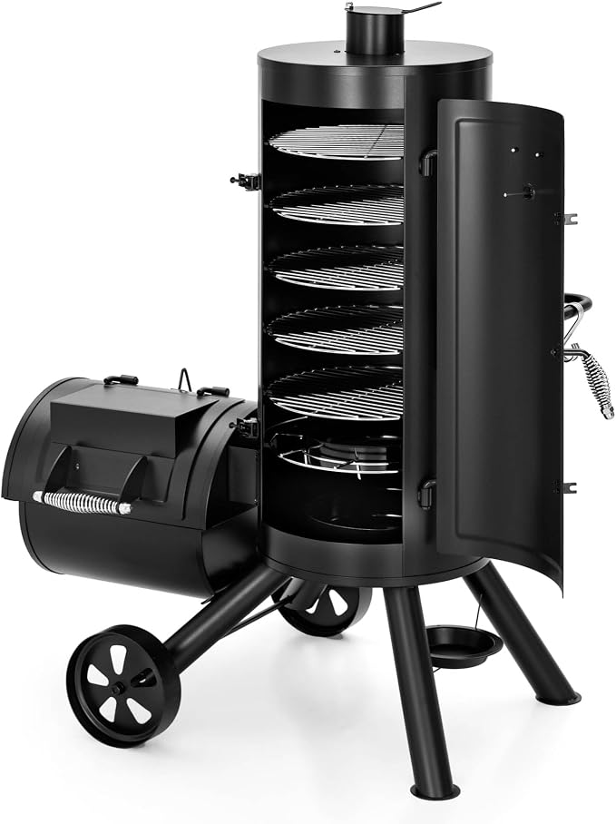 MFSTUDIO Vertical Offset Smoker Charcoal Grill, Extra Large BBQ Barrel Grills by MFSTUDIO