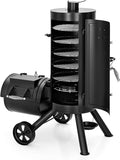 MFSTUDIO Vertical Offset Smoker Charcoal Grill, Extra Large BBQ Barrel Grills by MFSTUDIO