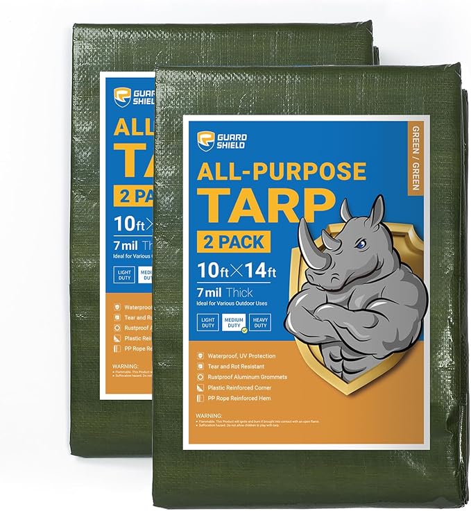 GUARD SHIELD Green Tarp Waterproof 12x14 Feet Medium Duty All Purpose Poly by GUARDSHIELD