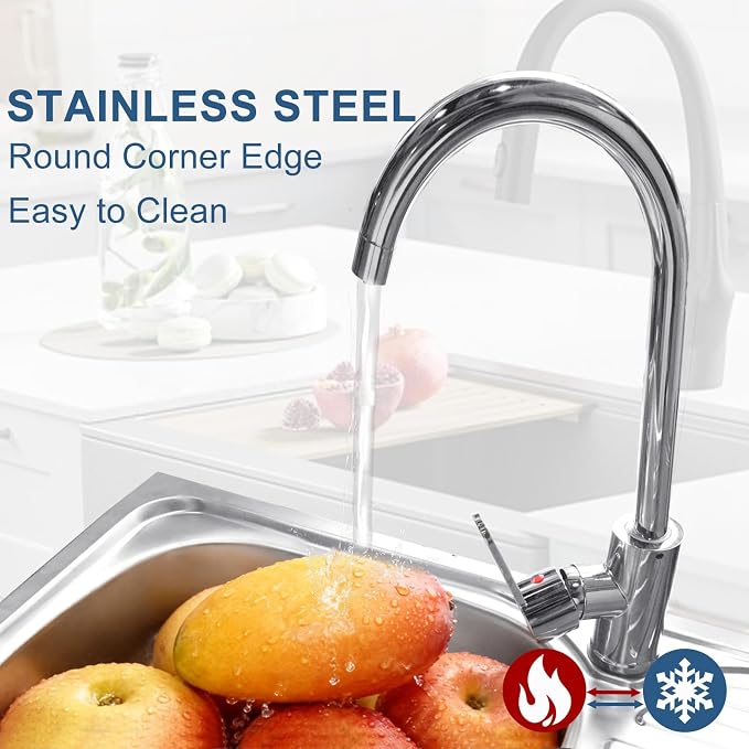 Outdoor Sink with Hose Hook Up, Free Standing Stainless Steel Utility Sink - Image 5
