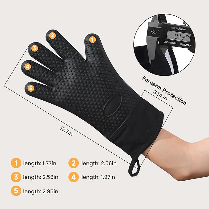 GEEKHOM Silicone Oven Gloves Heat Resistant BBQ Gloves - Image 8