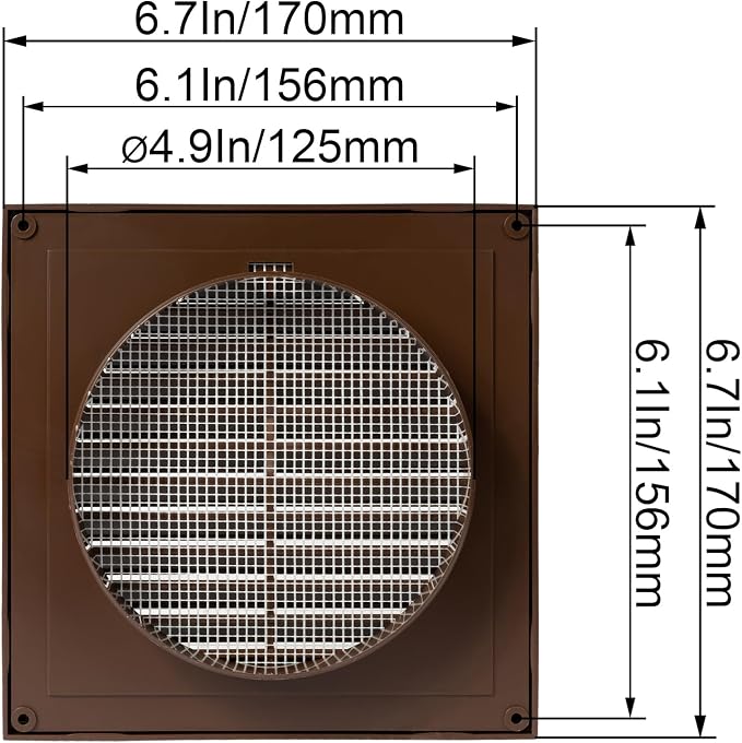 Brown 5'' Inch Ventilation Grille - Image 2