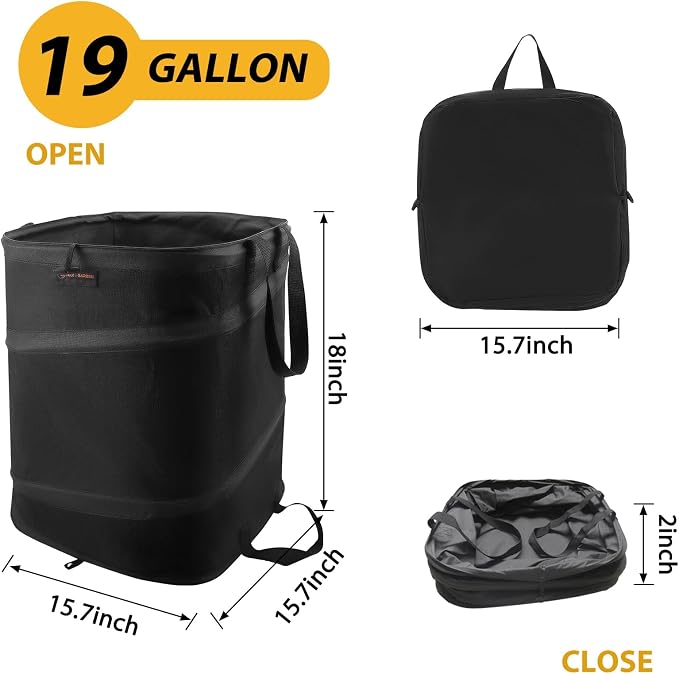 YUDI & GARDEN 19 Gallon Square Collapsible Yard Waste Bin, Collapsible Trash Can - Image 3