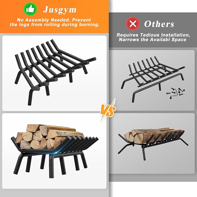 Fireplace Grate 24 Inch with 8 Support Legs, Round Solid Steel Heavy Duty - Image 7
